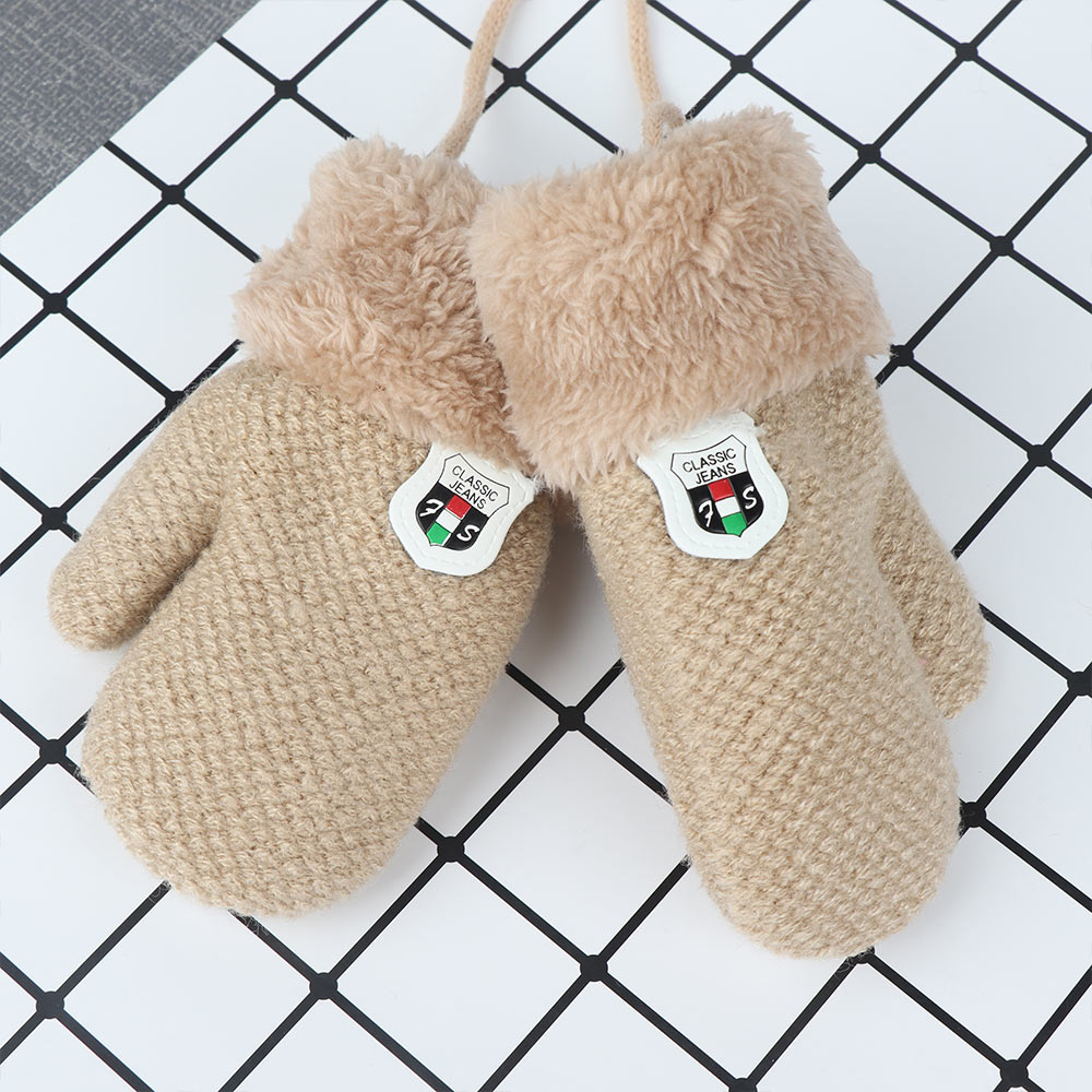 Nuovo Arrivo di Inverno Del Bambino Delle Ragazze Dei Ragazzi A Maglia Guanti Caldi Guanti di Corda Finger Completa Mittens Guanti per I Bambini Del Bambino Bambini CTMC4A17: beige