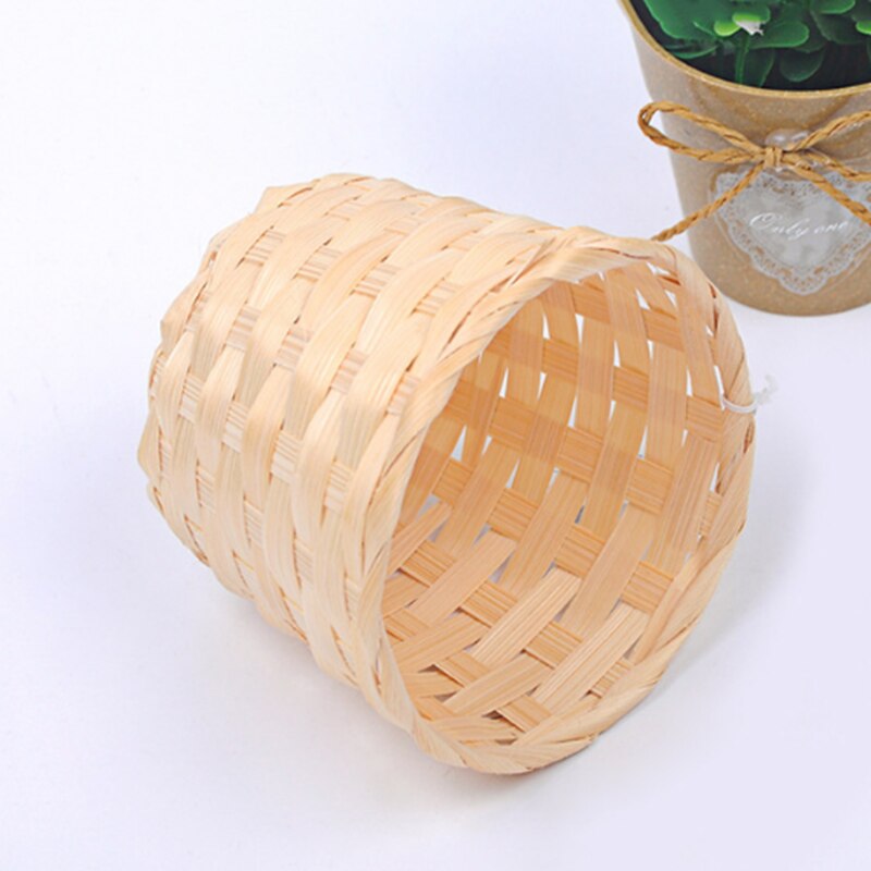 Bamboo Basket Desktop Debris Storage Toy Storage Woven Flower Basket Bamboo Wood Woven Basket Two Sizes Optional