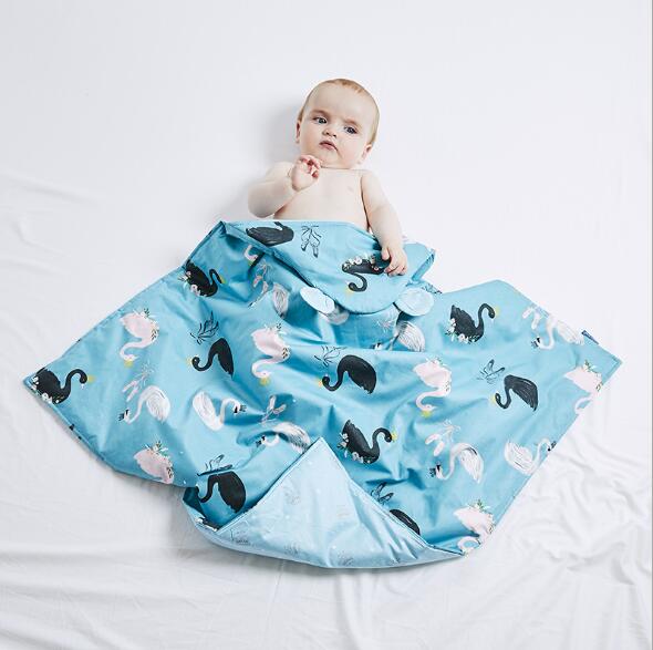 Zachte Baby Baby Hooded Deken Dikker Katoen Inbakeren Wrap Deken Sleepsack Afdrukken Winter Warm Houden BMT047: BMT047J