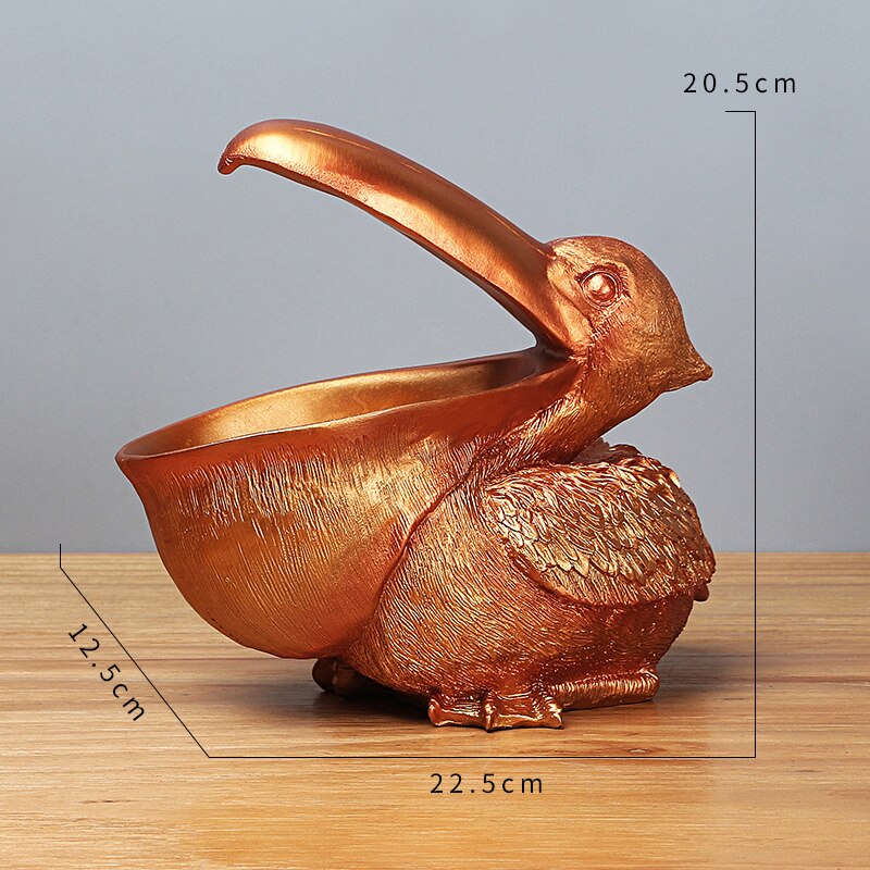 Zachte Decoratie De Pelikaan Standbeeld Deur Sleutel Veranda Wijn Kast Opbergdoos Thuis Toekan Hars Sculptuur Vogel Art Ornament: Gold