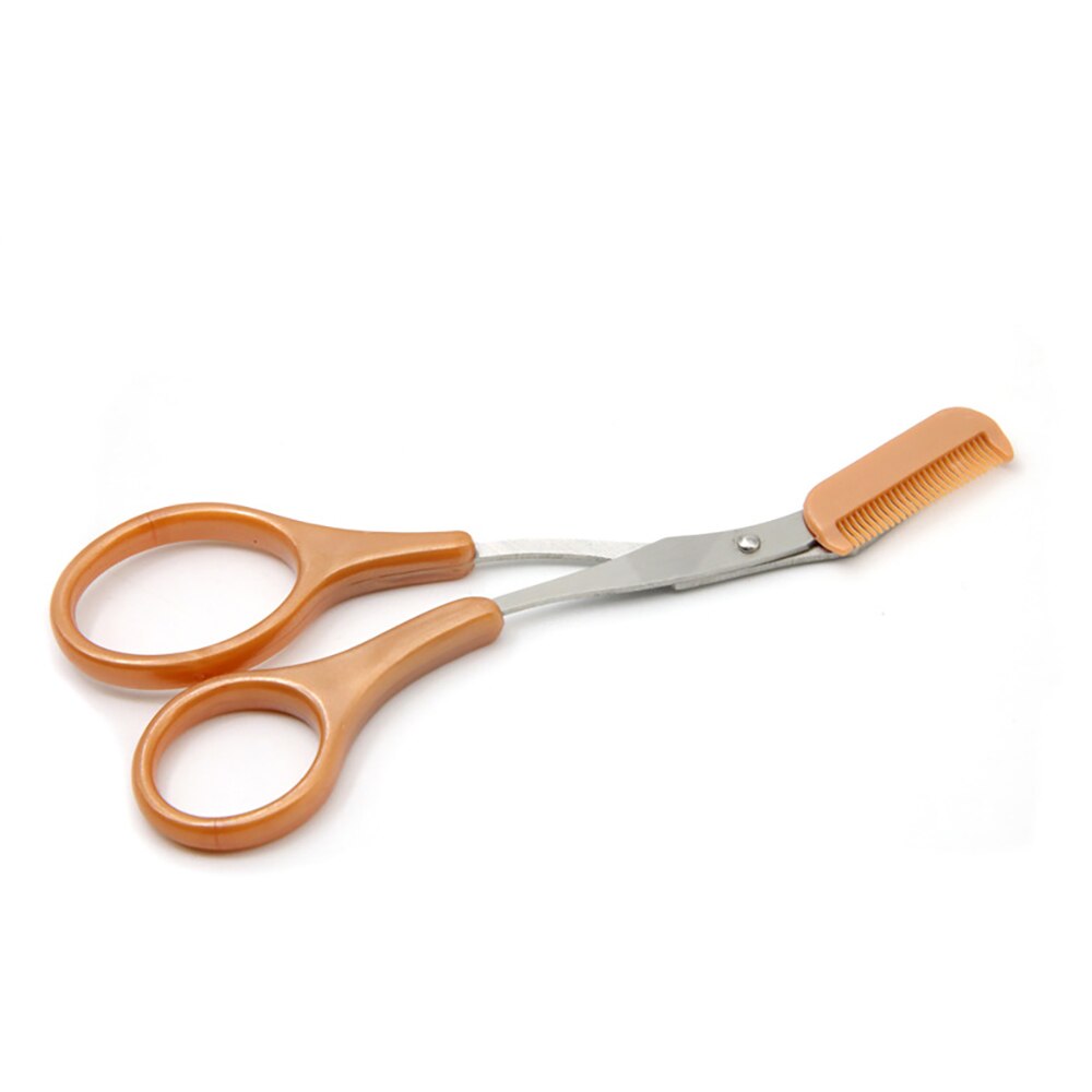 Ciseaux de maquillage avec peigne pour sourcils, accessoires cosmétiques, outils: brown