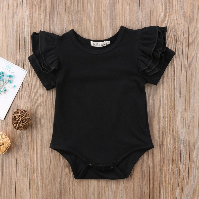 Lioraitiin Schattige Peuter Baby Meisjes Romper Korte Mouw Solid Jumpsuit Katoen O-hals Outfits Kleding