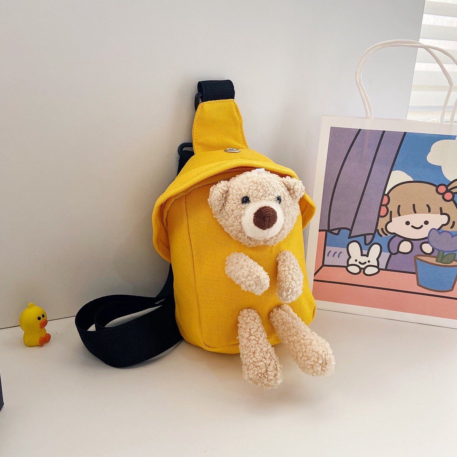 Dames Koreaanse Stijl Multifunctionele Crossbody Borst Zak Schattig Meisje Mode Mobiele Telefoon Alle-Match Pakket Sac Een dos: YELLOW