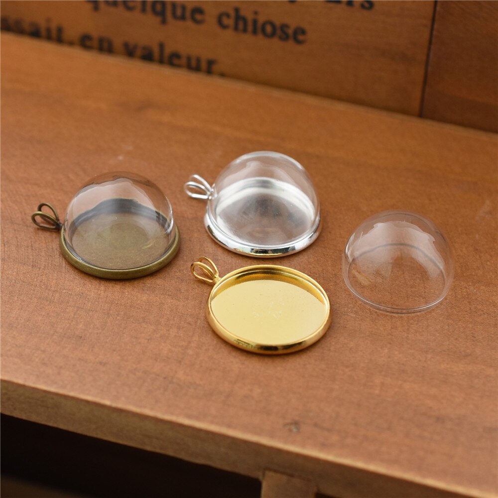 Ensemble d'accessoires de bijoux en verre creux avec base de réglage, bouteille de globe en verre orbe, pendentif de bague, accessoires de bricolage faits à la main, breton, 6 pièces