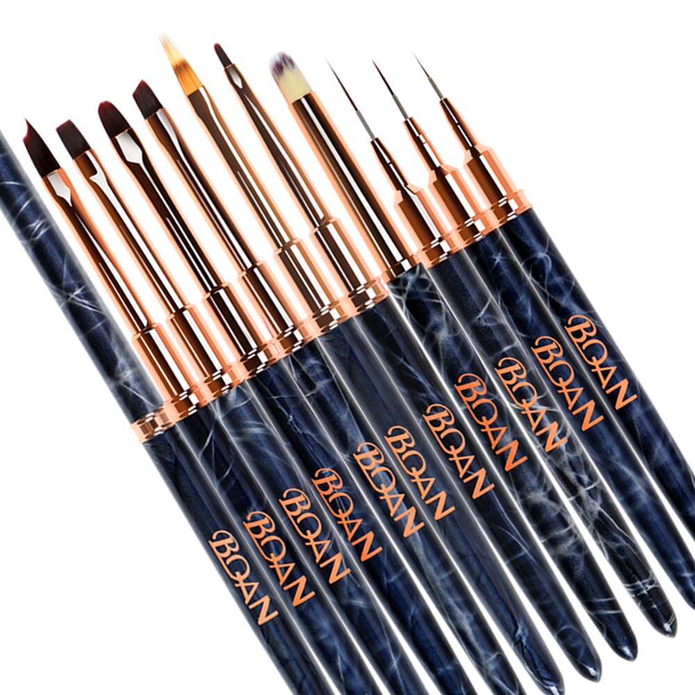 ANGNYA-pincel de mármol negro para uñas, cepillo de Gel UV para manicura, pluma de extensión de Gel acrílico, cepillo de dibujo y esmalte de uñas, 1 ud.