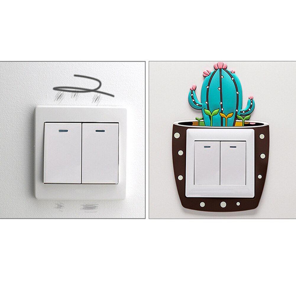 Silicone 3D Switch Sticker Luminous Cactus Wall Switch Stickers DIY Wall Decal Wall Sticker Wall Decor Stickers Home Decor