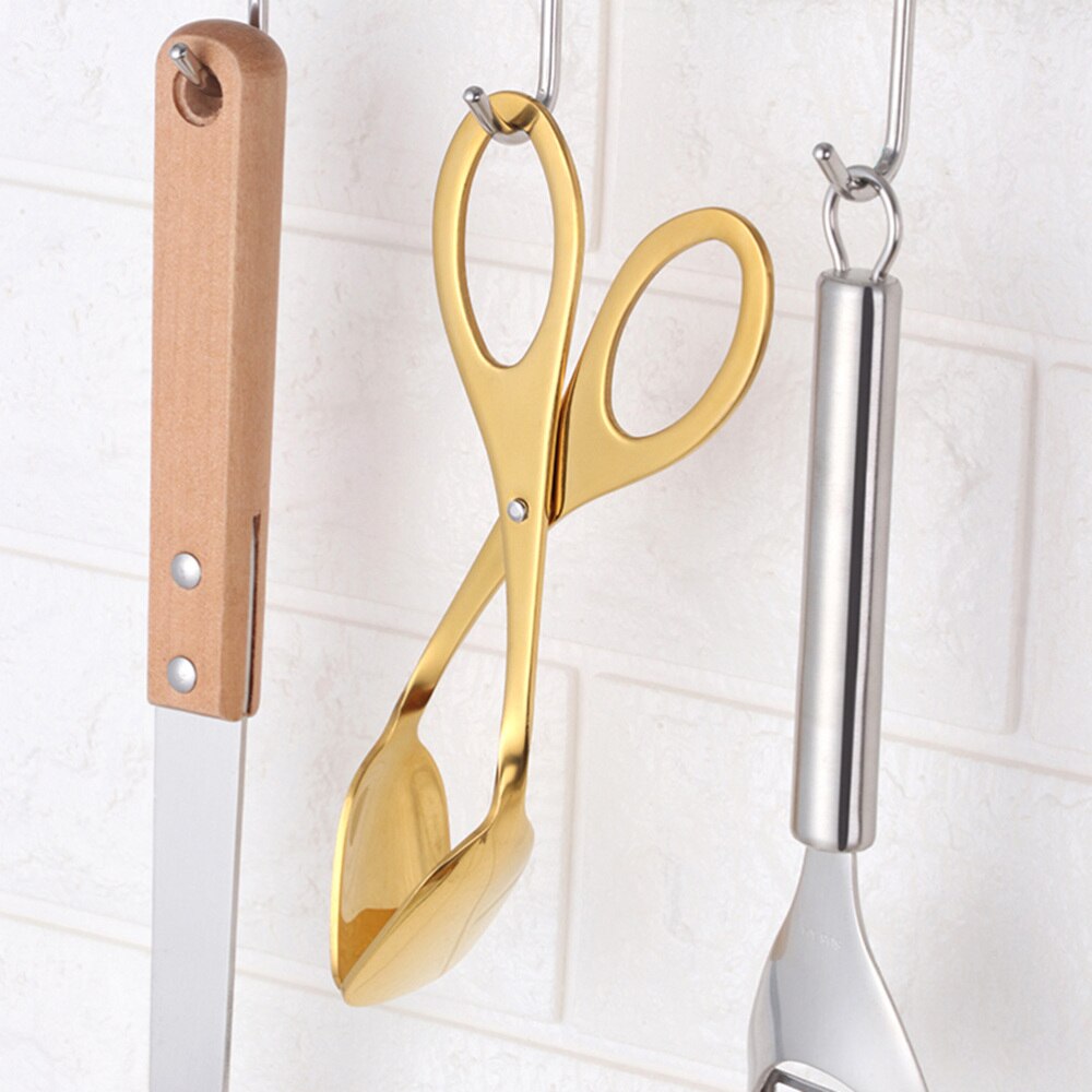 Rvs Scissor Type Ei Tong Multifunctionele Voedsel Tang Handdoek Klem Forl Home Restaurant (Zilver)