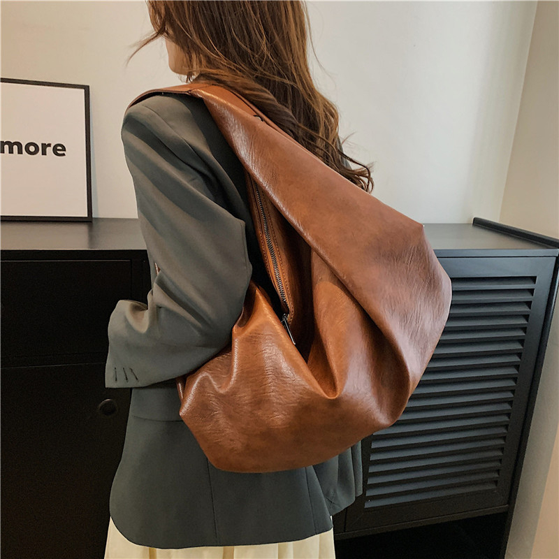 Große schwarze Umhängetaschen für Damen, große Landstreicher-Käufer-Tasche, einfarbig, hochwertiges weiches Leder, Umhängetasche, Damen-Reise-Einkaufstasche