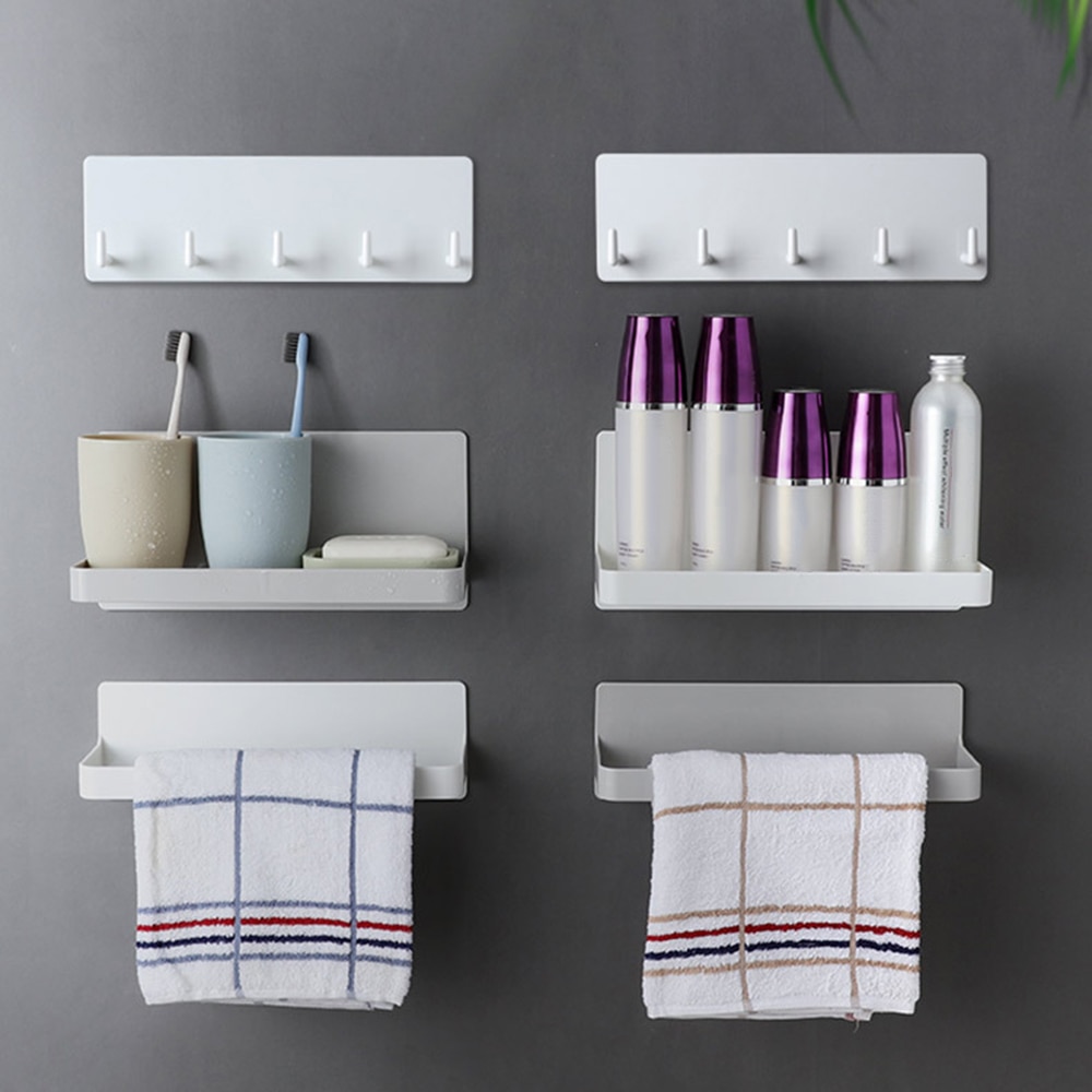 Adhesivo percha de baño de cocina gancho moderno colgadores para llaves titular de la pared estante de toalla