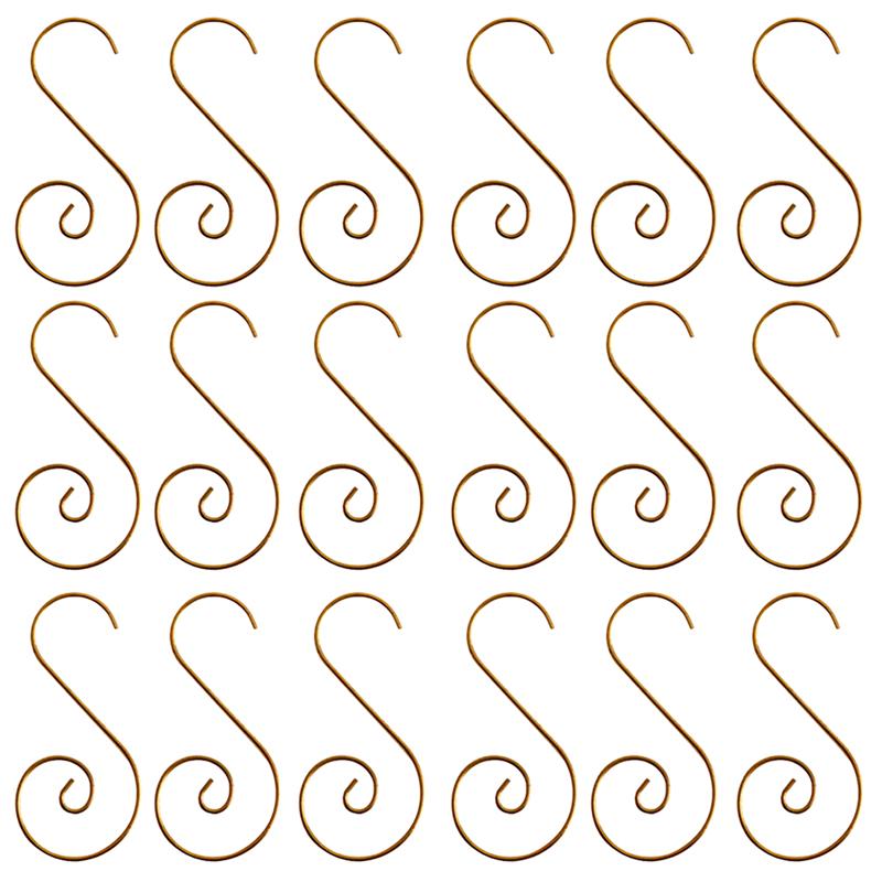 100 szt. Metalowe wieszaczki świąteczne haczyki w kształcie litery S ozdoba 5cm drzewo uniwersalny ornament: złoty