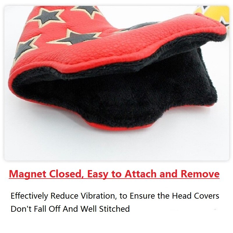 Stickerei Sterne Golf Verein Headcover Gerade Bar Klinge Putter Leder Geschlossen Magnet Wasserdichte Schützen draussen Sport Zubehör