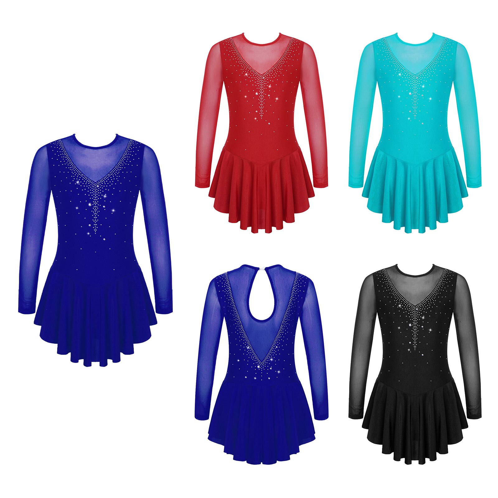 Robe de patinage sur glace pour enfants, Costume de danse, de Ballet, de danse, de danse, de gymnastique, pour spectacle sur scène