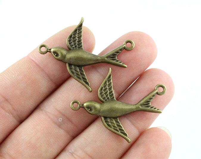 37X30 Mm 10 Pcs Antiek Brons Plated Vogel Stijl Connector Handgemaakte Charms Hanger: Diy Voor Armband Necklace-Q7-01