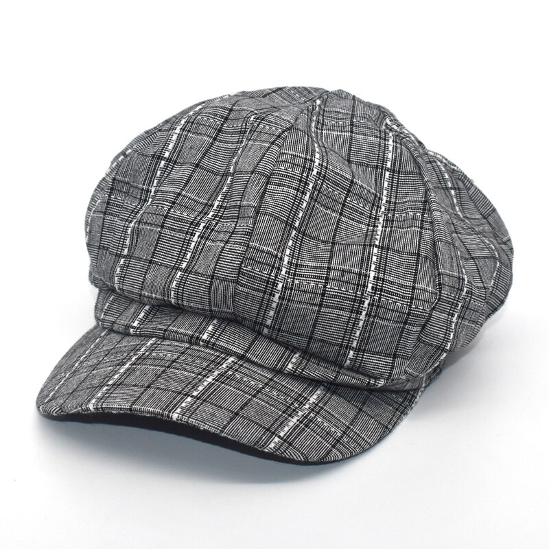 Fuodrao ottekantede hatte kvinder koreanske afslappet plaid baret hat vintage hatte gorras maler hat newboy caps  c7
