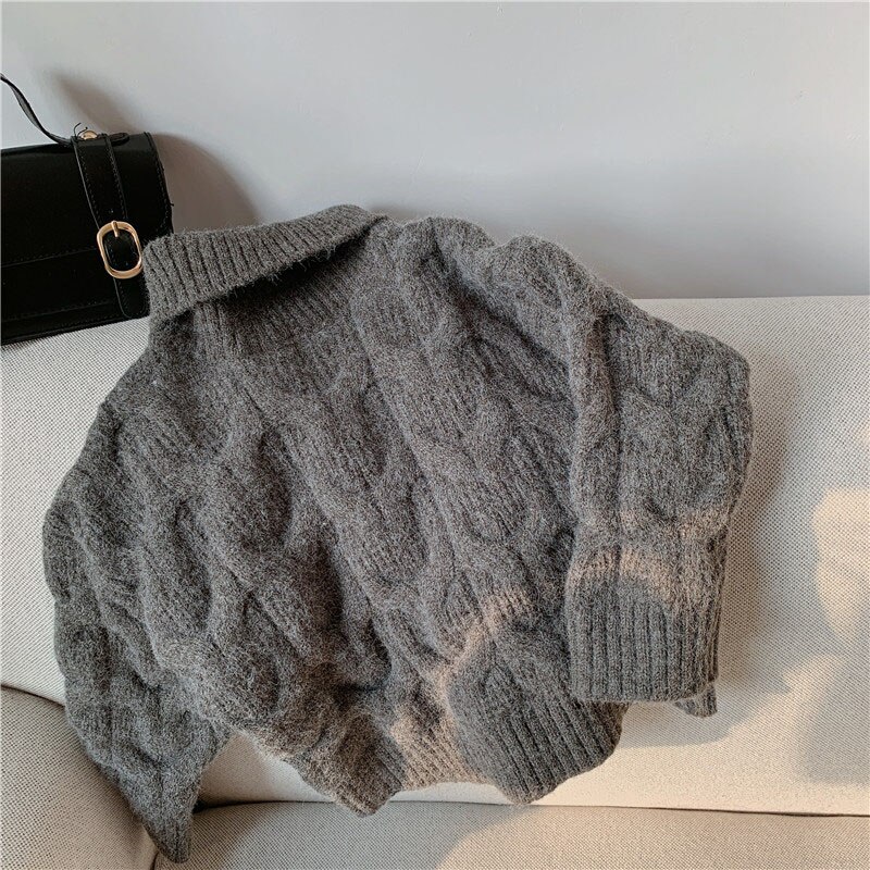 Menoea Winter Sweaters for Kids Boy Korean Style Clothes for Toddler Girl Turtleneck Solid Thick Warm Knitted Pullover: AM0022 Grey / 6T