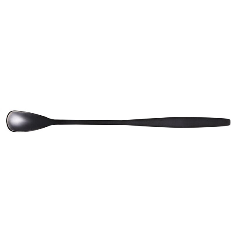 15cm 17cm Square Head Food Spoon Stainless Steel Mug Spoons Coffee Stirring Honey Spoon: Black / 17cm