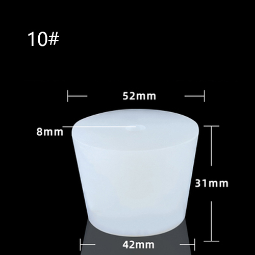 1pchome cerveja vinho rolhas de silicone plug com 8mm buraco para válvula de bloqueio a ar bubbler fermentação válvula de escape silicone borracha plug: Size 10 with Hole