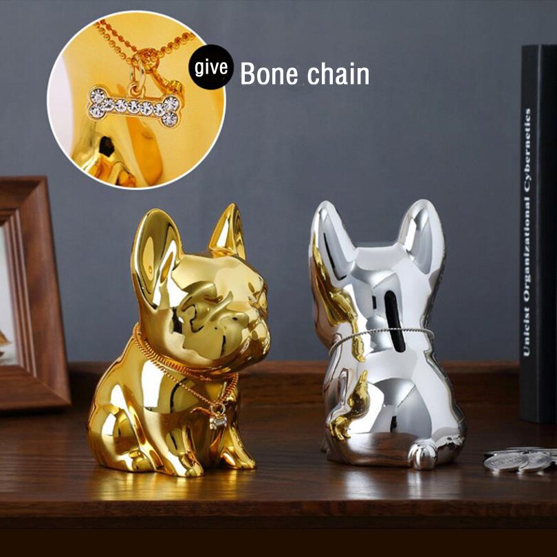 Coffre-fort discret, coffret en résine bouledogue tirelire, grande boîte à pièces pour pièces de monnaie, maison mignon, chiot, pour enfants
