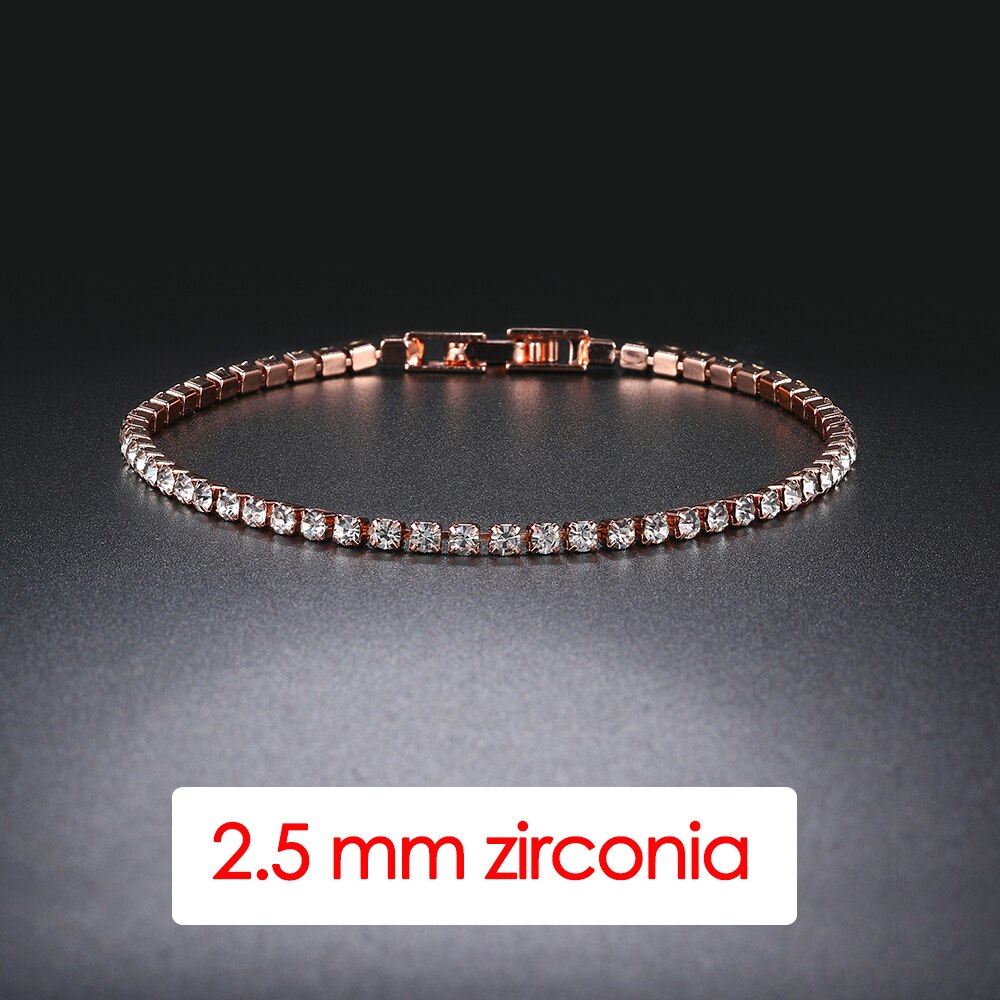 Dames tennisarmband hiphop trendy aaa+ kubieke zirkonia zilverkleurig tiener meisje kristallen ketting aan de hand bruiloft sieraden  h086: 19cm / Roodbruin