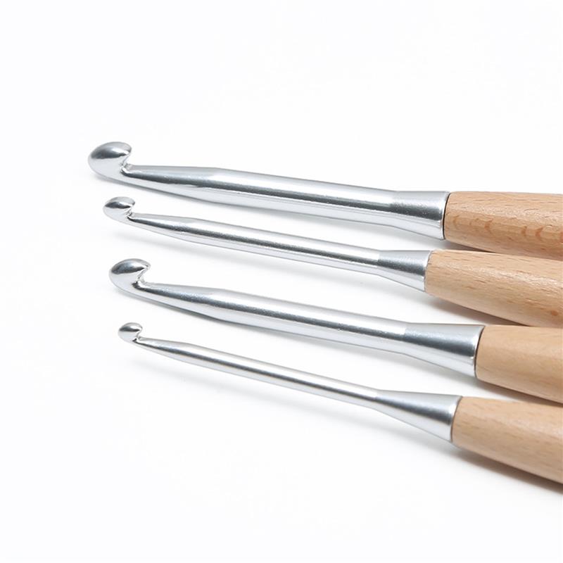 Wooden Handle Crochet Hook For Needlework Handmade DIY Crochet For Knitting And Accessories Tool Single Head Wool Crocheting