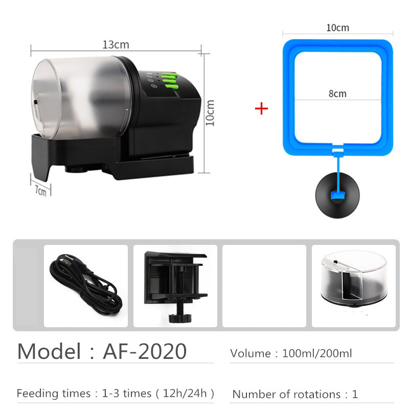 Aquarium Automatic Fish Feeder for Aquarium Fish Tank Auto Feeders with Timer Pet Feeding Dispenser LCD Display Fish Feeder: AF-2020 set 2