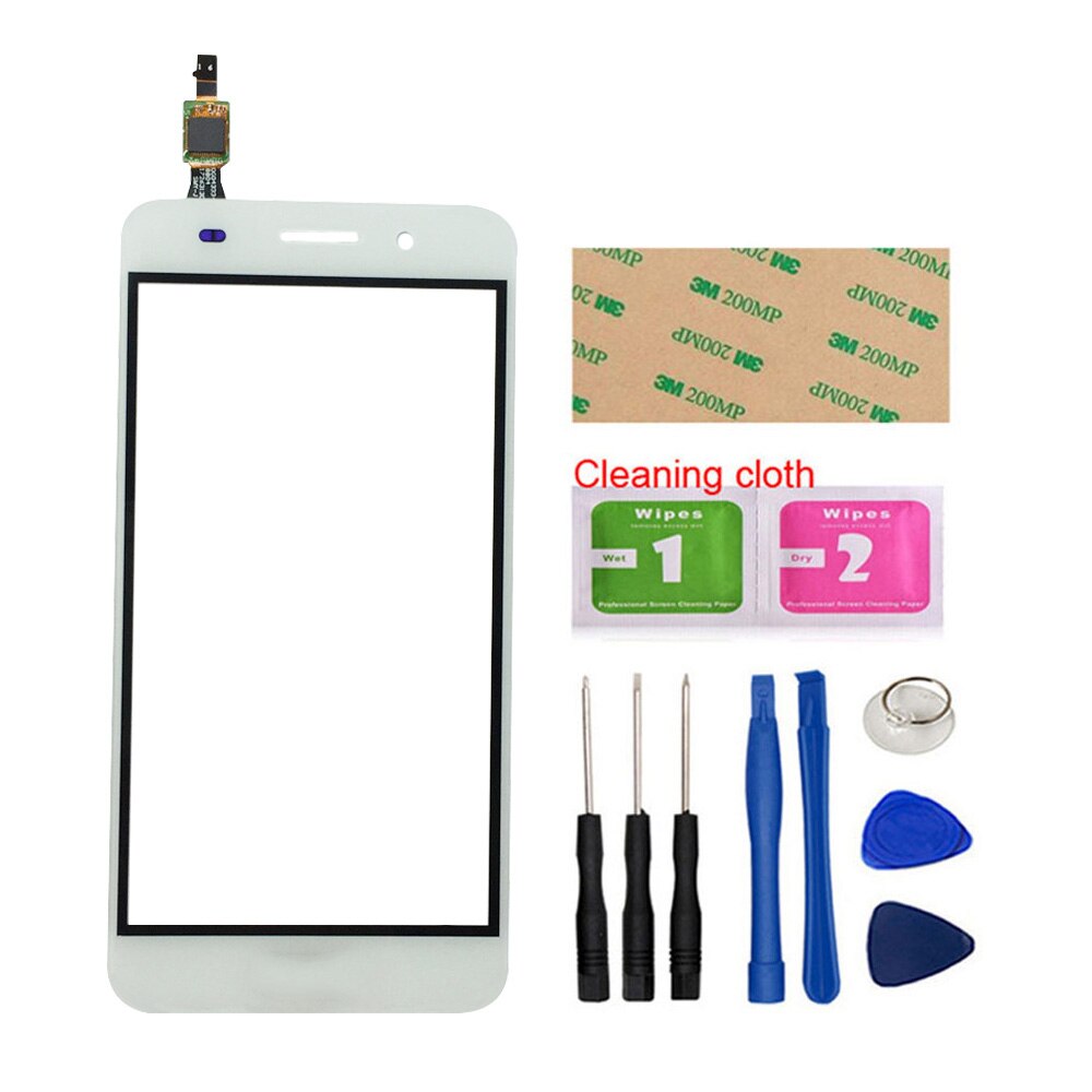 Touch Screen Glas Voor Huawei Y3 /Voor Huawei Y5 Lite Digitizer Panel Sensor Touch Gereedschap 3M lijm Doekjes: White With Tools