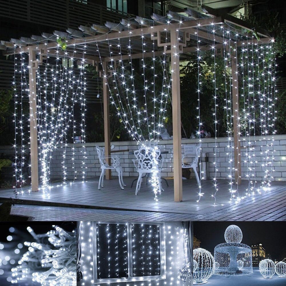 3*3m 300 leds led gordijn lichtslinger led kerst slinger feest patio raam decoratie kerstverlichting bruiloft verlichting  eu 220v