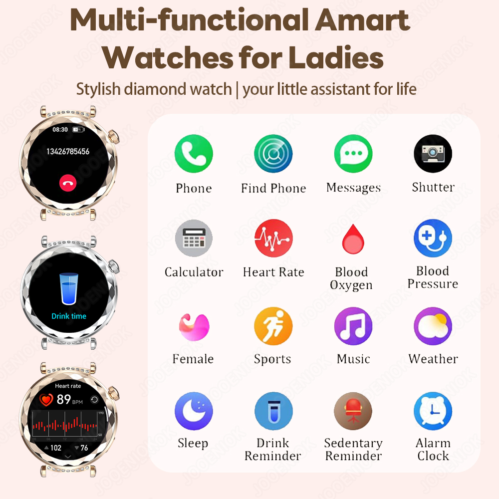 Novo relógio inteligente feminino presente amoled tela hd freqüência cardíaca esporte fitness à prova dwaterproof água mostrador personalizado bt chamada smartwatch para android ios