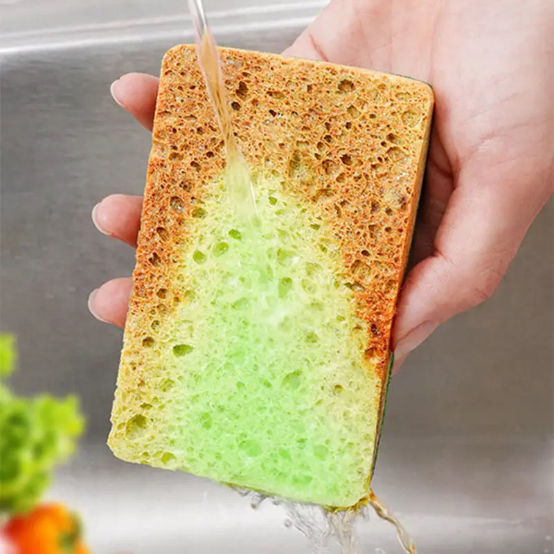 2/5pc Wood Pulp Dishwashing Sponge Double-Side Pot Dish Cleaning Sponge Absorbing Scouring Pad Household Cleaning Tools