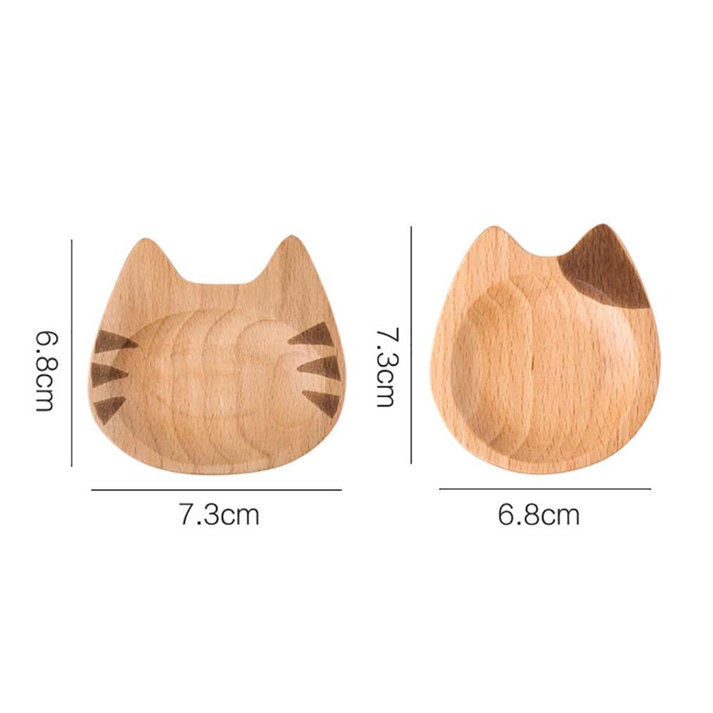 1pc Cat Shape Wood Plate Dessert Cake Dishes Tray Dinnerware Food Dessert Plate Snack Fruit Dish Saucer Kitchen Dinner Plates