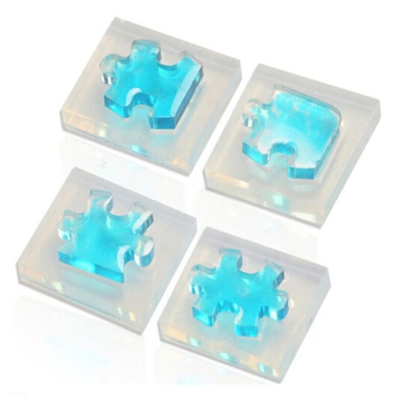 4pcs/set Puzzle Piece Gemstone Crystal Epoxy Resin Mold DIY Jewelry Pendant Making Tools Epoxy Clear Silicone Mould