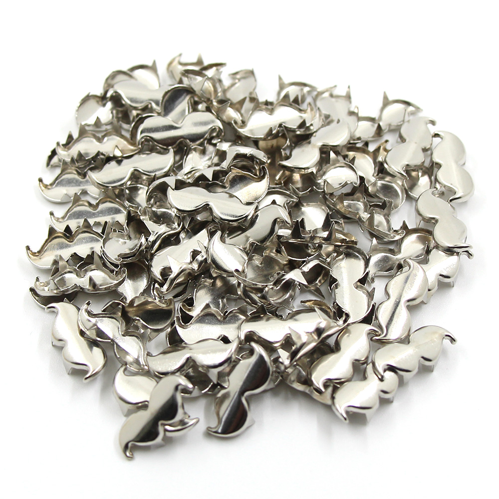 Tachuelas de Metal con forma de bigote para ropa, de 100 piezas tachuelas doradas y plateadas, remaches para manualidades, espigas de 18x8mm para cuero