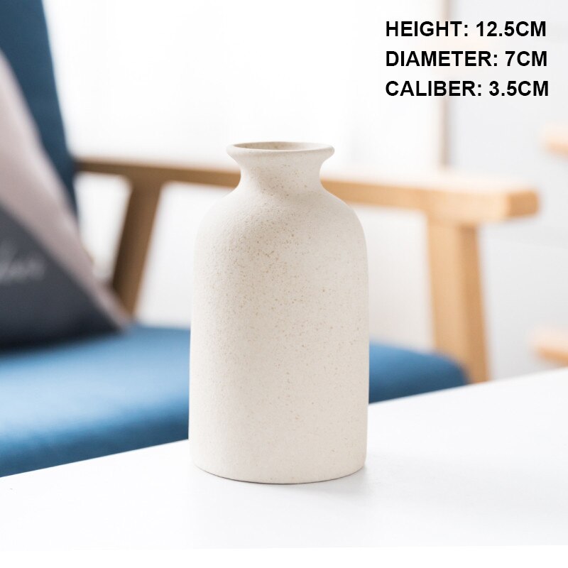 Simple Ceramic Vases Retro Frosted Ceramic Decoration Home Furnishing Nordic Retro Pastoral Vase Crafts: D