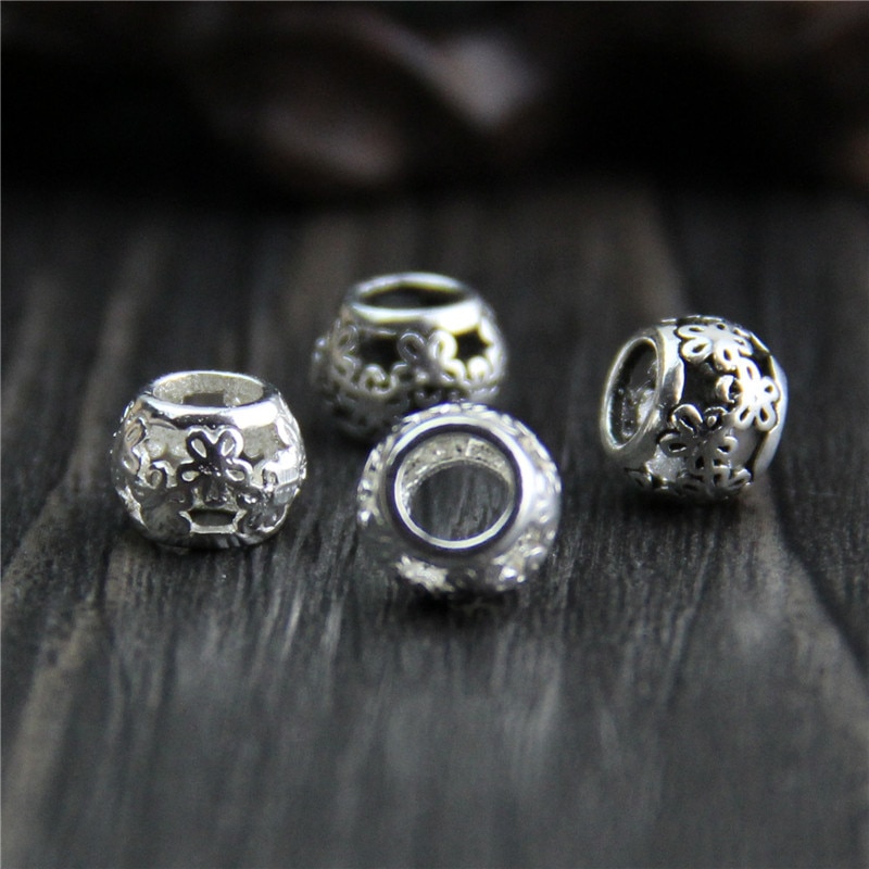 5Pcs 925 Sterling Zilver Spacer Charm Kralen Voor Diy Armband Maken Hollow Out Flower Losse Kralen Fijne Sieraden Accessoires