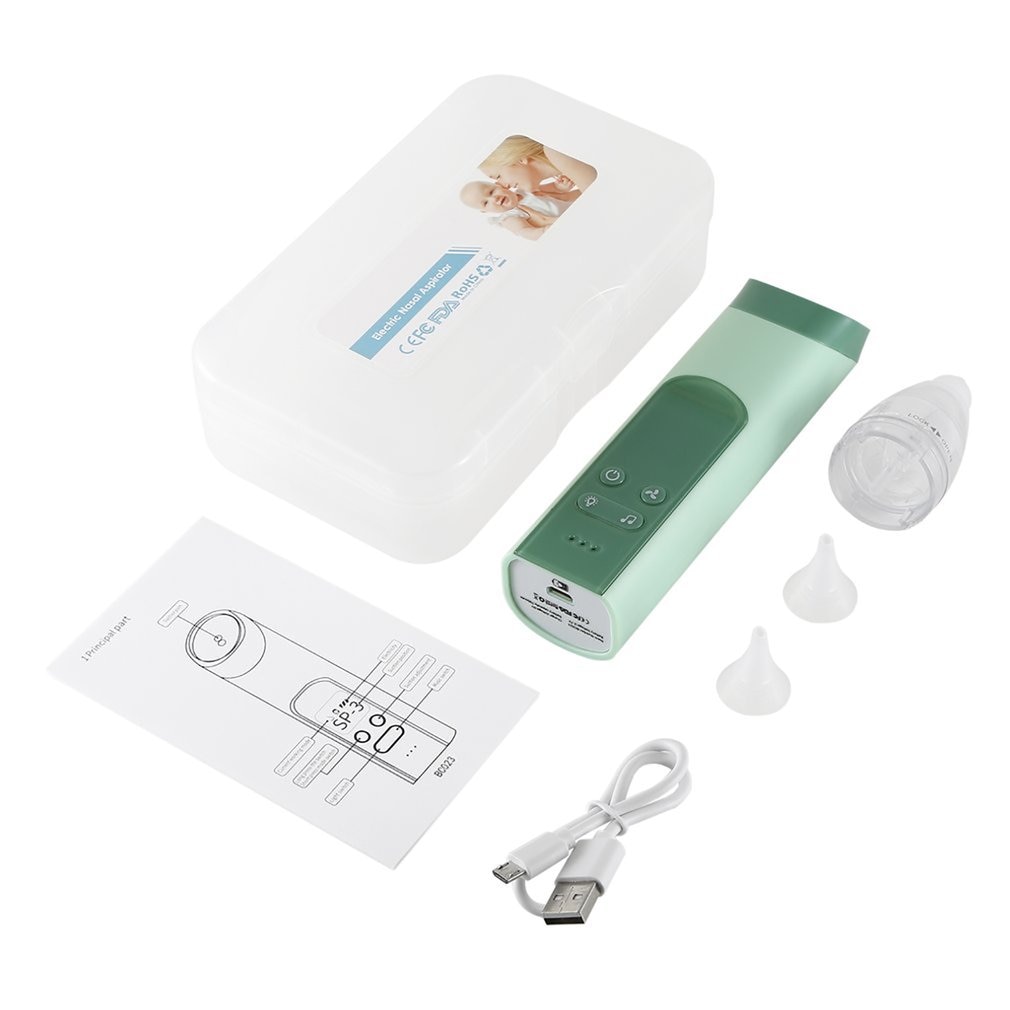 Baby Nasal Aspirator Baby Nose Sucker Snot Sucker For Baby Nose Cleaner Automatic Sucker For Infants With Music Light: green