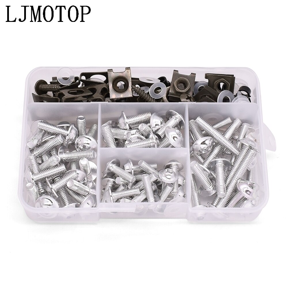Aluminum Motorcycle Fairing Screws Nuts Kit Moto Body Work Bolts Screw For Yamaha YZF R120 R1 R3 R25 R6 600R FZR 600 MT07 MT09: Sliver