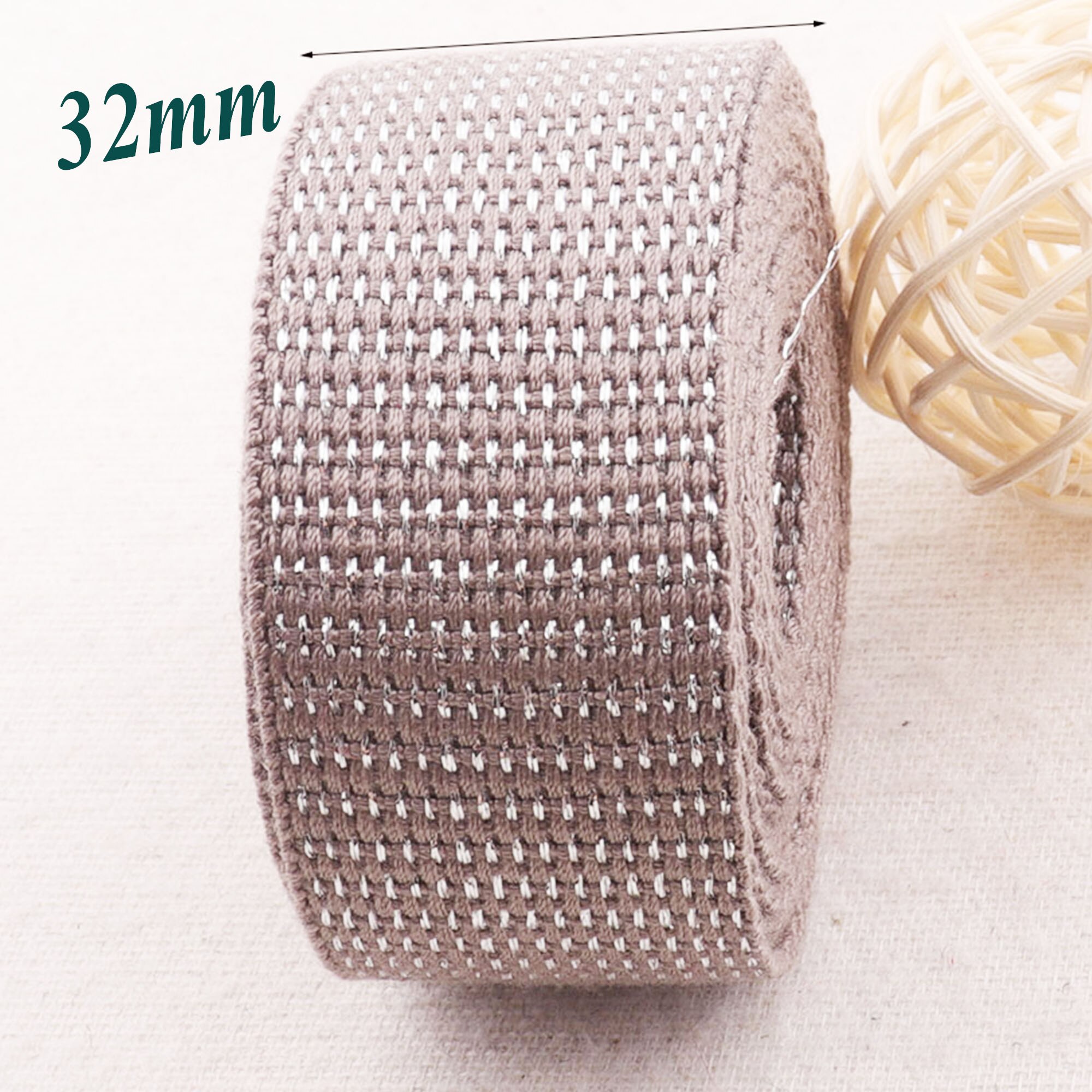 Cinta de algodón gris de 32mm con líneas plateadas, correas para bolso, bolsos, bolsa con cinta, ASA, Correa tejida para bolso, 1 1/4 "por el patio