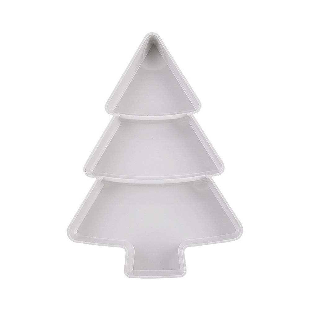 Assiettes en plastique noël bonbons noix graines Fruits | Forme créative de l'arbre de noël Snacks noix graines Fruits secs, plats bol plateau à déjeuner fournitures de cuisine de noël: white