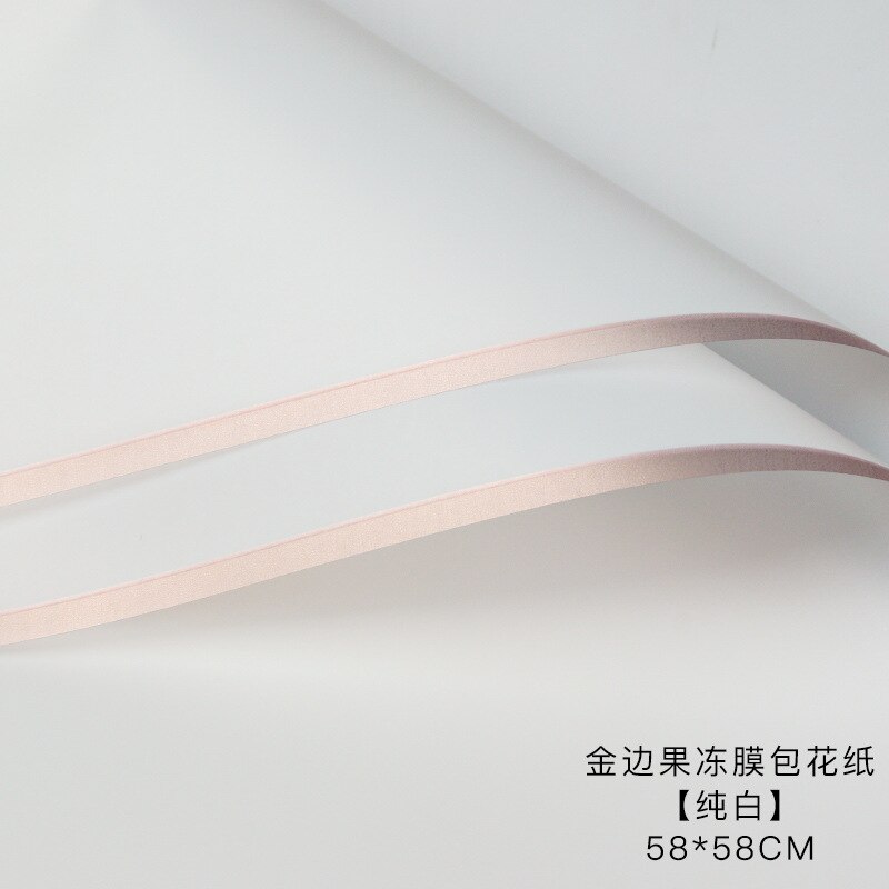 Waterproof Golden Edge Craft Paper Half Transparent Jelly Film Flower Bouquets Wrapping Paper DIY Packing Florist Supplies: white