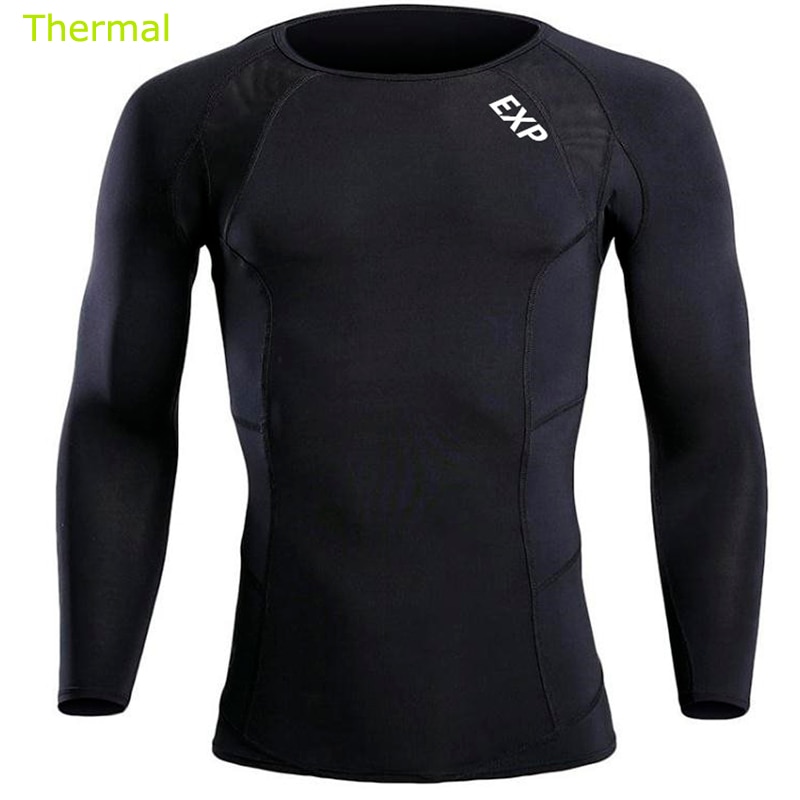 Vinter termisk exp mandlig kompression gym langærmet t-shirt maratonløbere træning træning stretch termo