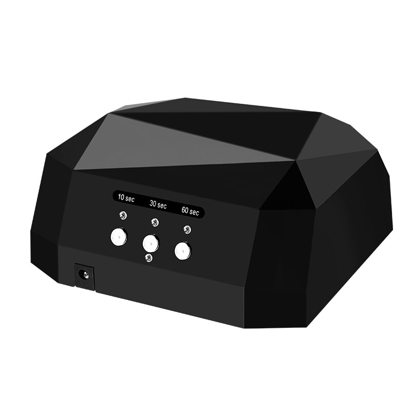 Sun 36W, lámpara de uñas UV y LED mejorada con diamantes para uñas, lámpara de uñas en forma de diamante, curado para esmalte de uñas en Gel UV: BLACK
