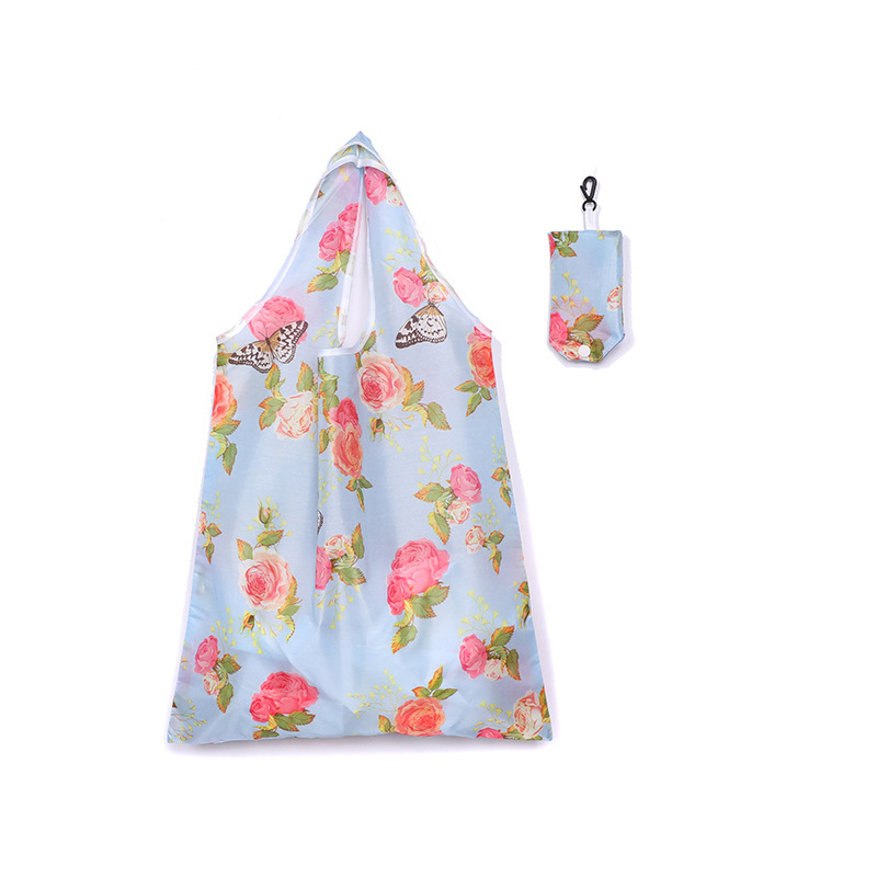 Printing Foldable Shopping Bags Environmental Protection Portable Grocery Bags Large Capacity Portable Storage Bags: black