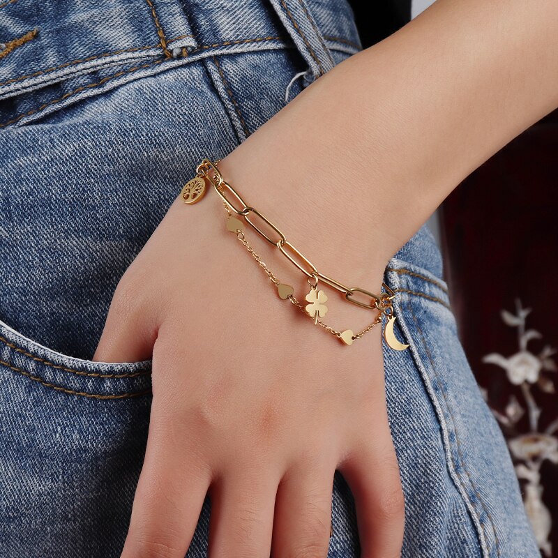 punk charm bracelet handcuffs bracelet lock bracelet pendant thick chain bracelet for women stainless steel bracelet