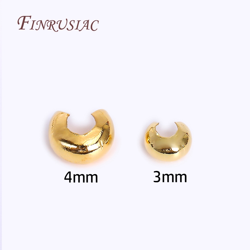 50-100 stks/partij Messing Ronde Covers Crimp End Kralen 3mm/4mm Spacer Kralen 18K Real vergulde Sieraden Maken Accessoires DIY