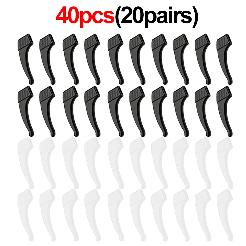 Crochet d'oreille en Silicone antidérapant pour lunettes, 2/40 pièces, fixation de support de manchon d'oreille, accessoires de lunettes de soleil, poignée Anti-chute, support pour lunettes
