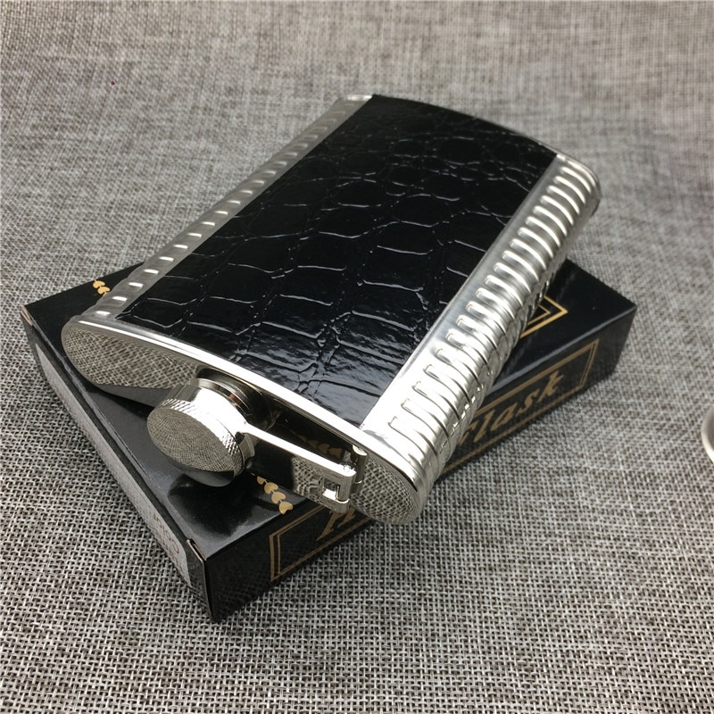 Alalinong 9 Ounce Hip Flask Stainless Steel Pu Leather Covered Flask Canteen Gadgets for Man Liquid Whisky Vodka Bottle