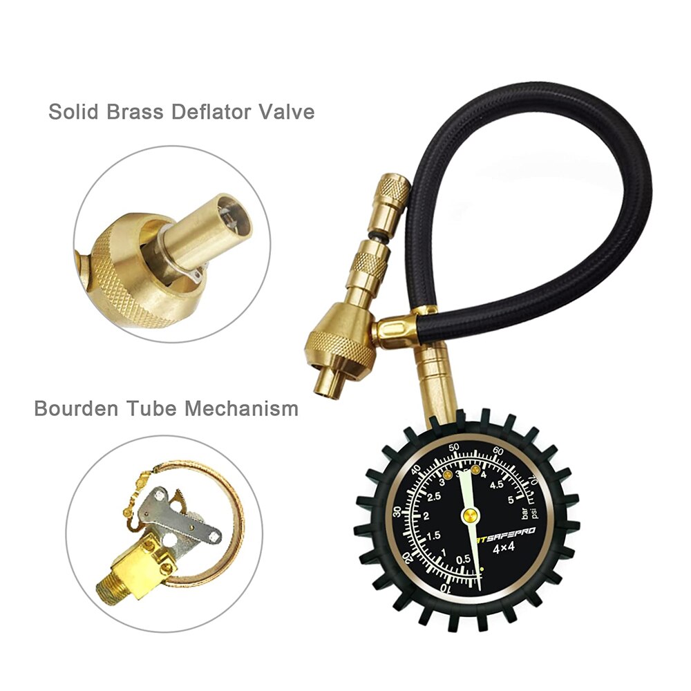 2 in 1 Professionelle Reifen Schnelle Deflator Manometer 75Psi mit Speziellen Spannfutter für 4X4 Große Offroad Reifen