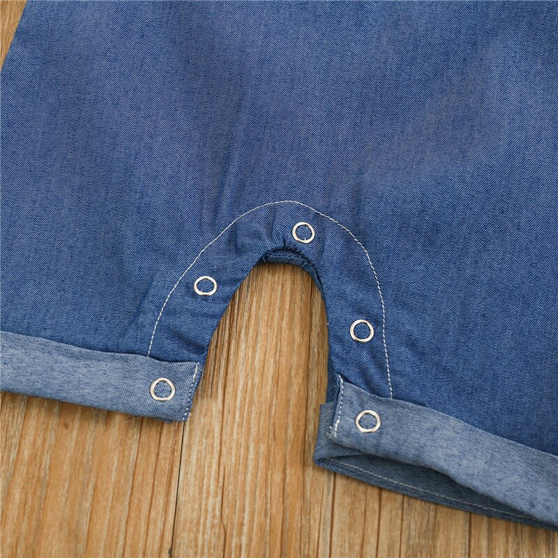 Baby Romper Kids Blauw Turn-Down Kraag Korte Mouwen Jumpsuit Bow-Tie Voor Zomer Baby Boy Kleding 0-24 Maanden