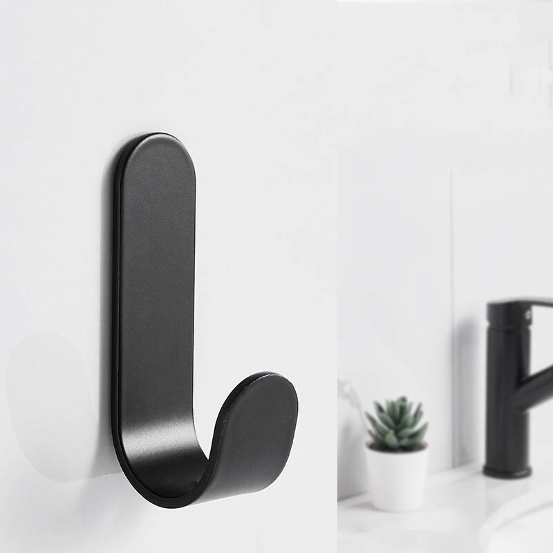 Zwart Wit Gewaad Handdoek Jas Kleding Haak Voor Badkamer Accessoires Roestvrij Hanger Keuken Hardware Muurbevestiging Lijm Geen Boren