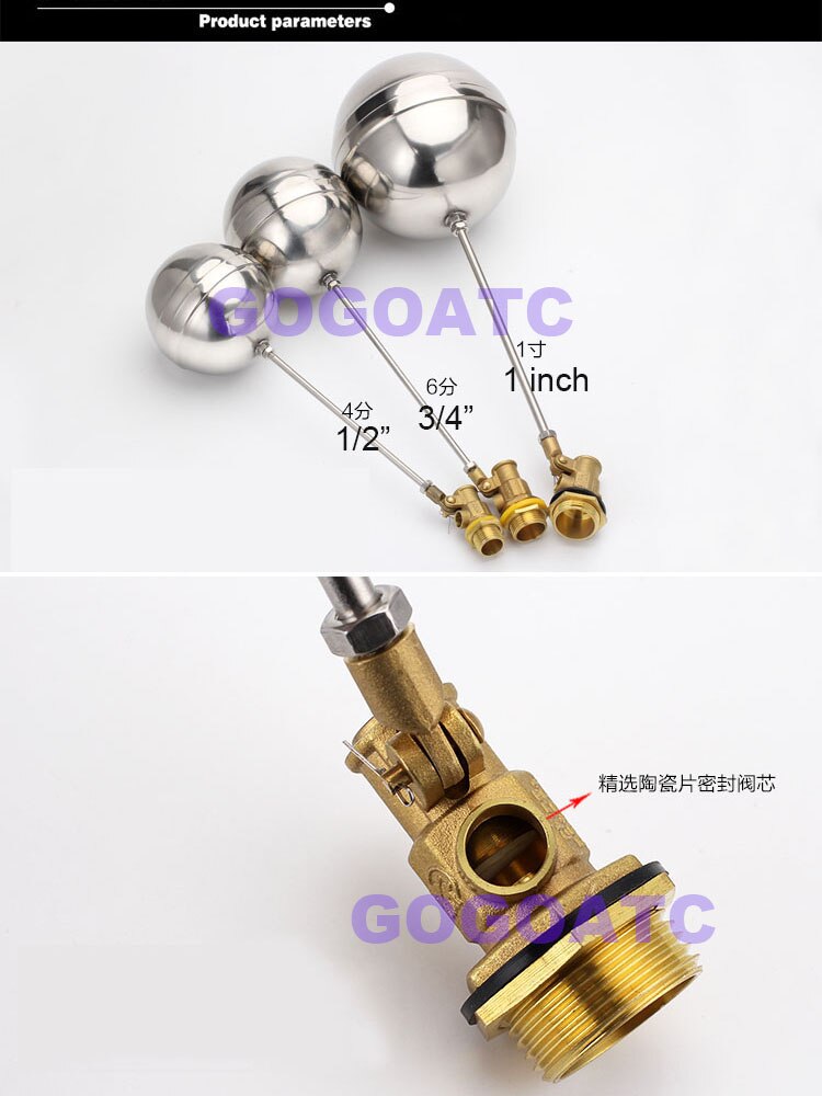 GOGO ATC DN25 DN32 Cold Water Tank Liquid Level Metal Float Valve 1" 1-1/4" Body brass toilet water ball cock